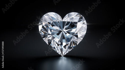 Heart shaped diamond isolated on transparent or white background