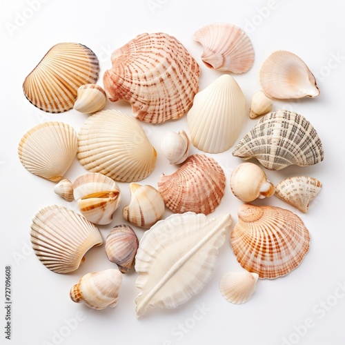 Set of common cockle shells isolated on a white background.