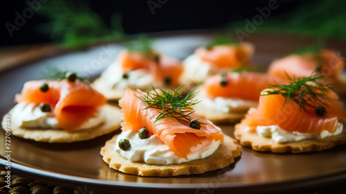 DIY smoked salmon hors d'oeuvres with cream and chives photo
