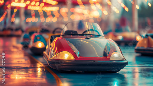 Studio image highlighting bumper car attractions in an amusement park © Graphicgrow