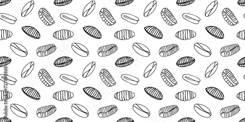 Italian pasta on white background. Horizontal seamless pattern. Modern prints for menu design, cookbooks, fabric, etc.