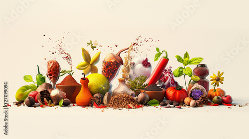 Whimsical conceptual illustration of spices as funny characters