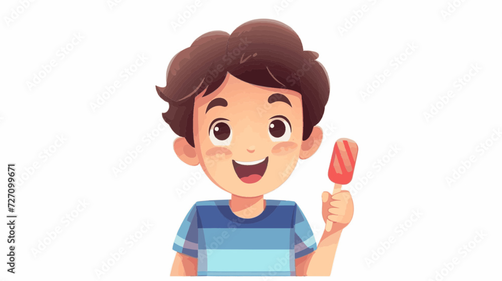 copy space, vector illustration, young kid eating a colorful popsicle-. Summer treat, Fruity ice cream sorbet on a stick. Summer theme. Kid enjoying a refreshing pipsicle. Design for advertisement, po copy space, vector illustration, young kid eating a colorful popsicle-. Summer treat, Fruity ice cream sorbet on a stick. Summer theme. Kid enjoying a refreshing pipsicle. Design for advertisement, po