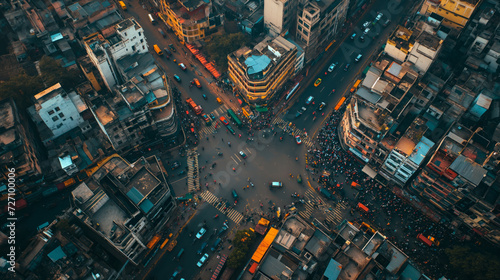 Aerial view of a bustling Indian cityscape