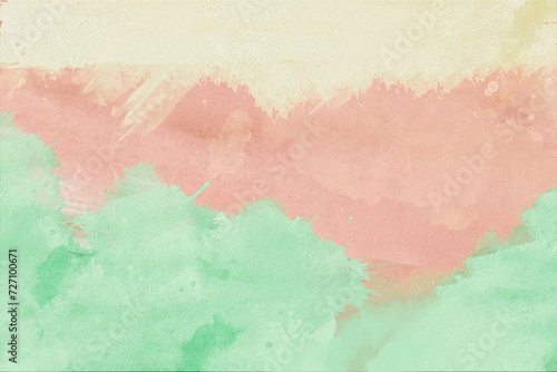Green watercolor abstract background. Watercolor yellow background. Abstract orange texture.