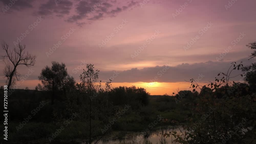Sunrise over the Suprasl River on an autumn,september day.