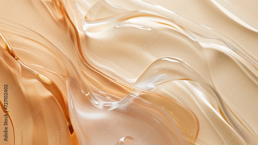Composition with different samples smear of transparent gel or cream serums. Beauty product swatches on pastel background Composition with different samples smear of transparent gel or cream serums. Beauty product swatches on pastel background