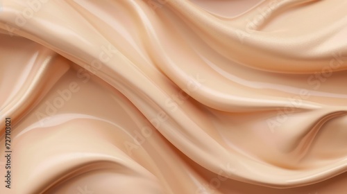 Smooth waves of liquid foundation or concealer skin tone background. Beauty fluid makeup product banner, backdrop
