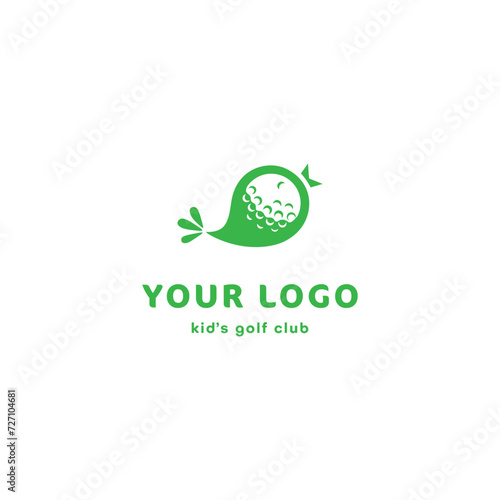 Logo for kid's golf club. The bird in shape of the golf ball. Green on the white background.