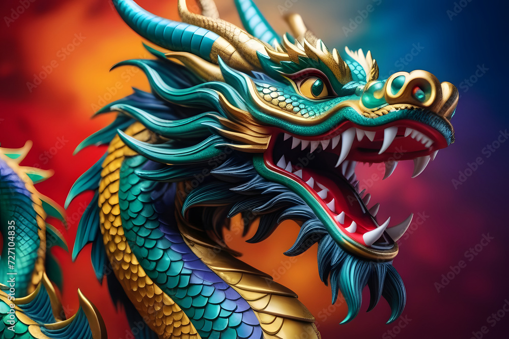 3D Rendering of a Majestic Green and Gold Dragon with Its Mouth Wide Open 3D Rendering of a Majestic Green and Gold Dragon with Its Mouth Wide Open
