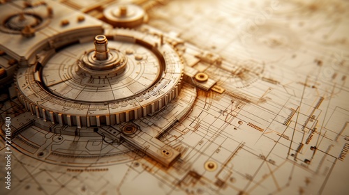 Schematic diagrams of intricate machines, revealing the inner workings of engineering marvels.