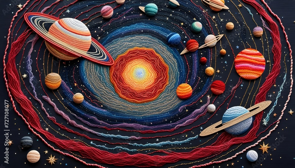 Outer Space Galaxy Embroidery Art