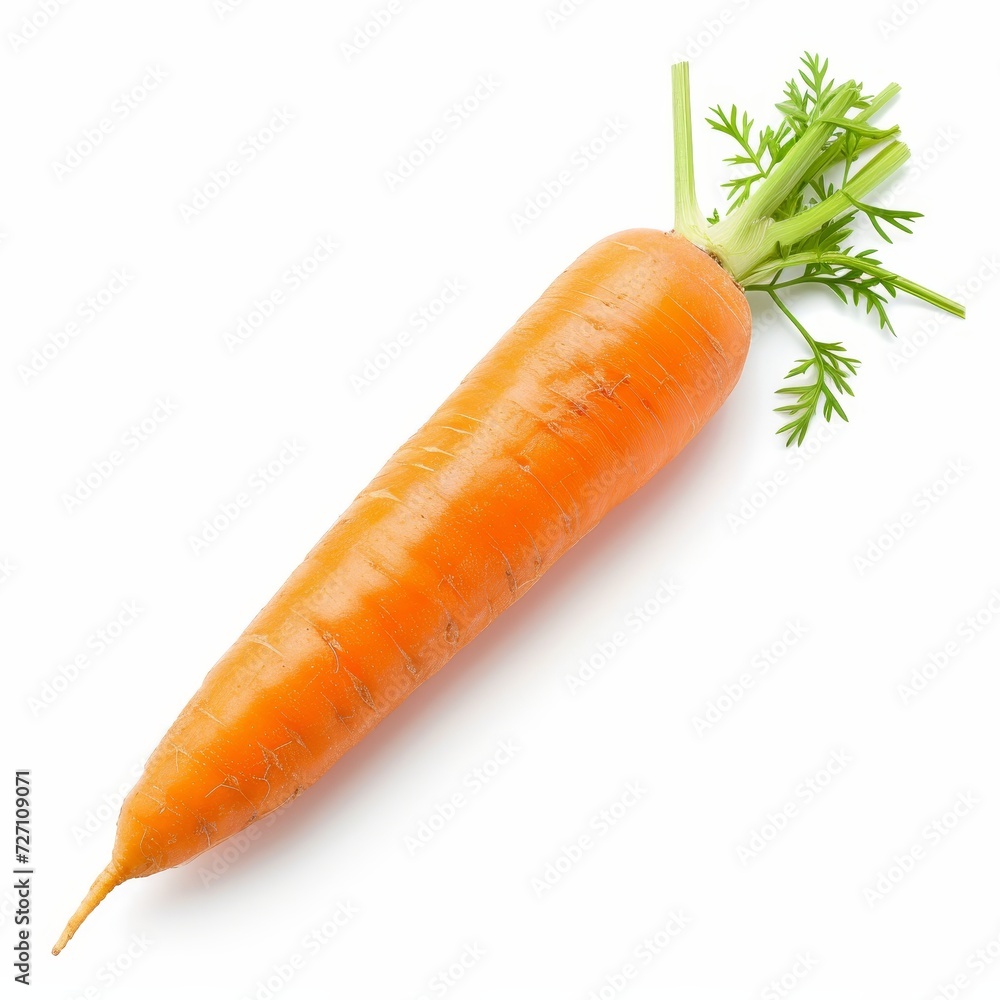 A detailed close-up of carrot placed on a plain white background - isolated raw food. A detailed close-up of carrot placed on a plain white background - isolated raw food.