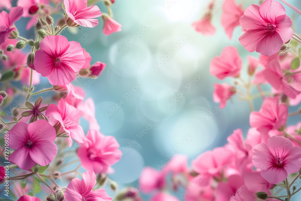Captivating scene of beautiful flowers frame on blur background for spring theme