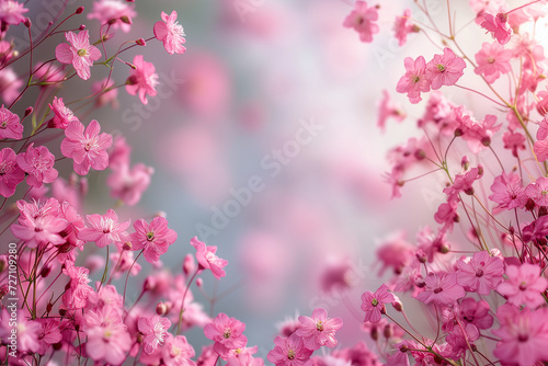 Captivating scene of beautiful flowers frame on blur background for spring theme