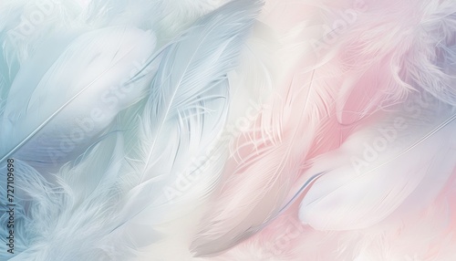 Pastel Dreams  A Mesmerizing Wallpaper with Soft Feathers in Harmonious Hues