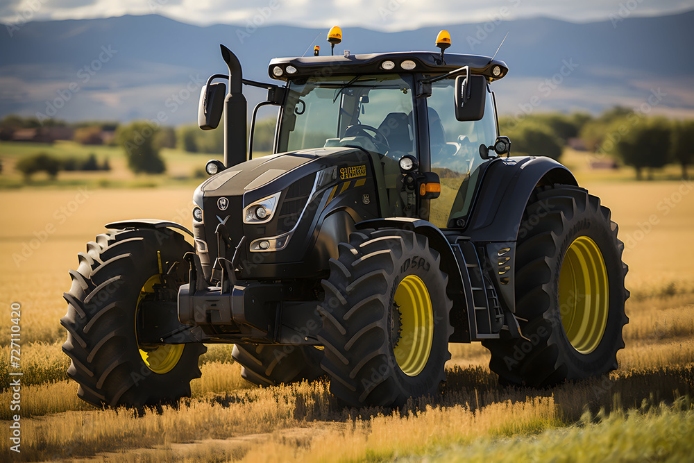 Fototapeta premium Tractor on the field. Tractor in the field. Agricultural machinery.