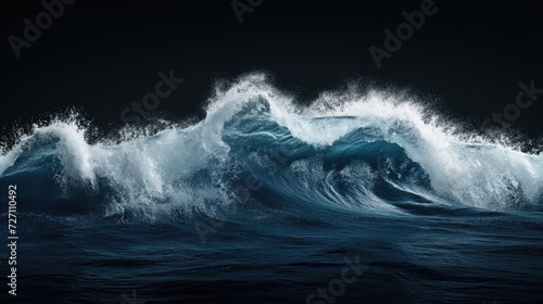 Ocean wave isolated on black background