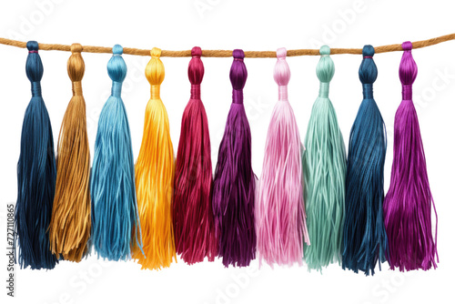 Fabric Tassel Garland Delight on Transparent Background, PNG, Generative Ai photo