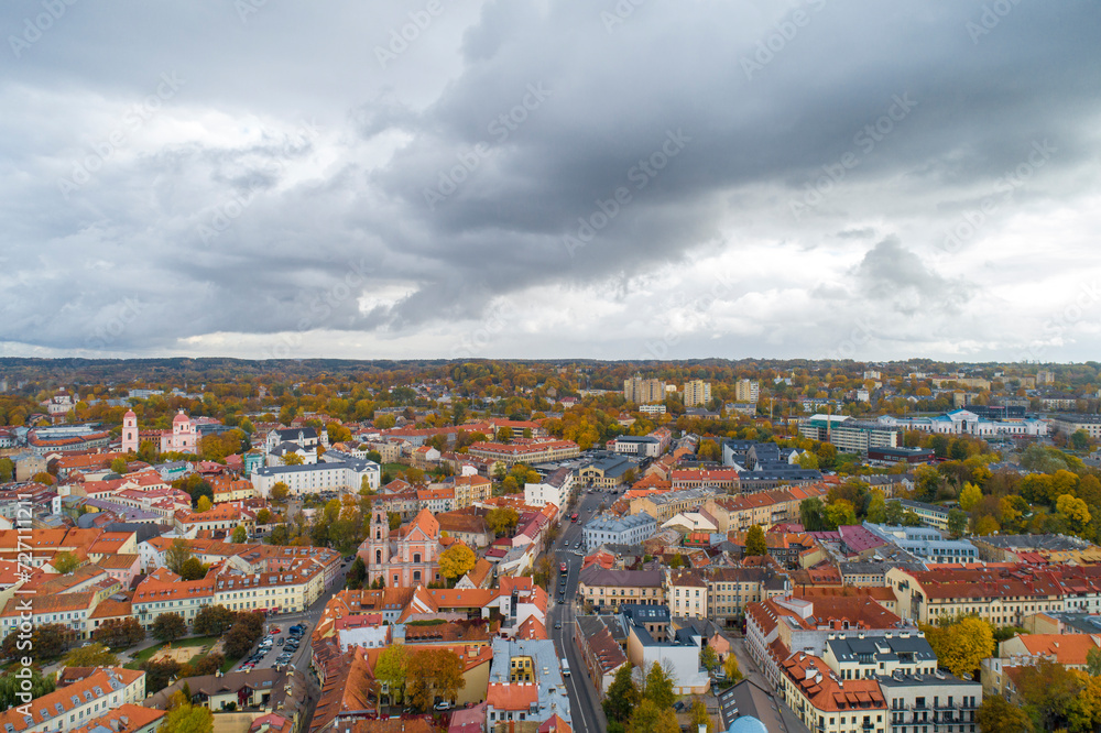 an aerial view of town vilnius