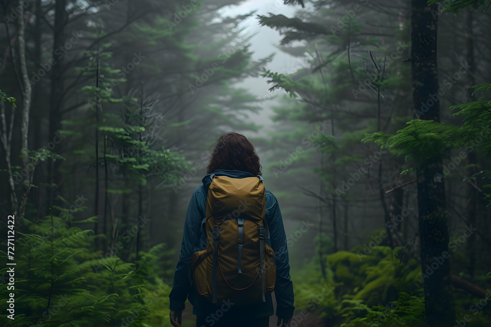 Solitary Forest Wanderer - Solo Traveler Amidst Nature's Canopy