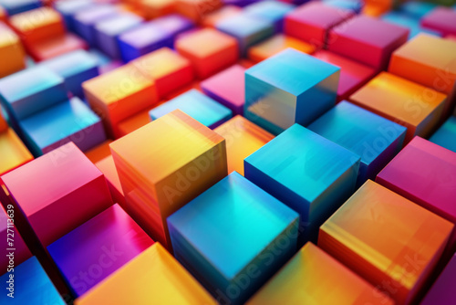 Colorful blend in distinct large square blocks.