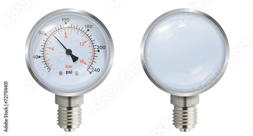 Manometer gauge vector illustration isolated on white background.