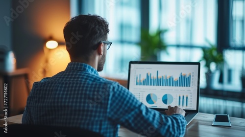 Businessman or accountant working on laptop computer photo