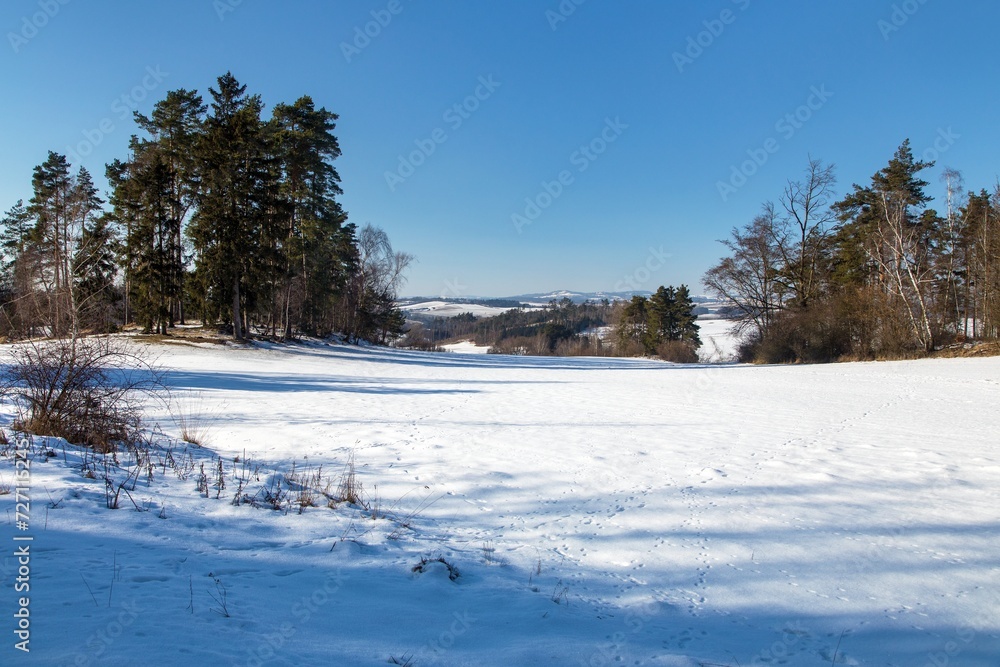 Bohemian and Moravian highland landscape, winter view