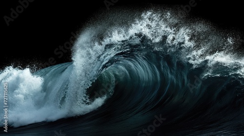 Ocean wave isolated on black background