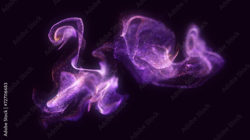 4K Fluid Particles: Glowing Multicolor Neon Dust, Fluid Animation. Abstract Background 4K Fluid Particles: Glowing Multicolor Neon Dust, Fluid Animation. Abstract Background