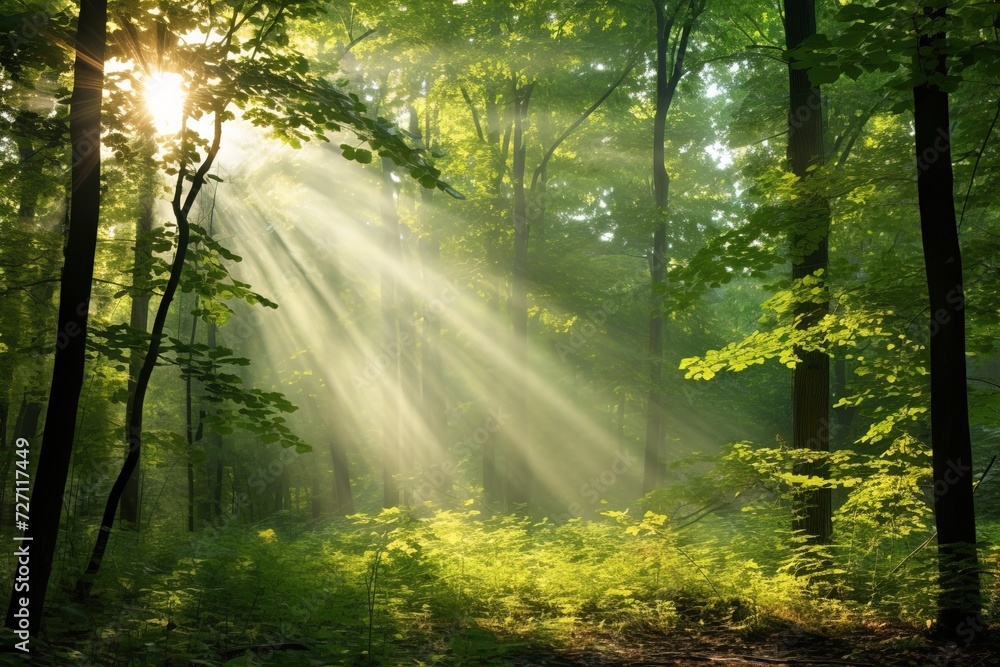 Fototapeta premium sun rays in the forest. 