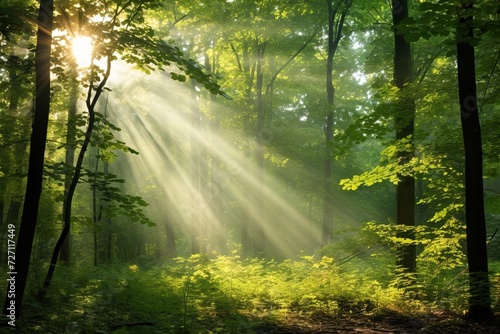 sun rays in the forest.  © Shades3d