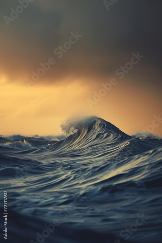 A picture of a small lonely wave in the middle of the sea.