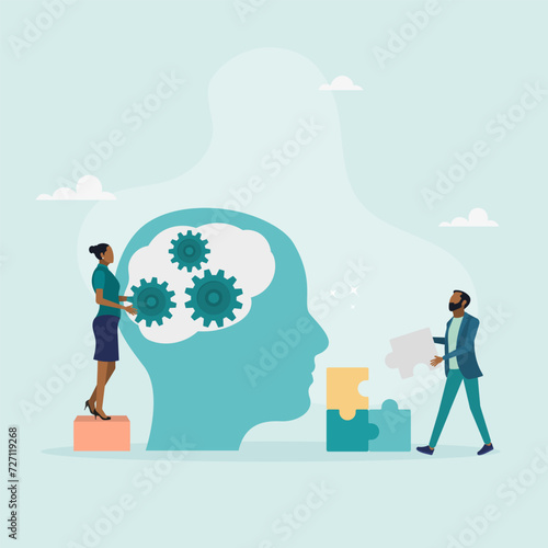 Psychology. Psychotherapeutic practice, psychological assistance, psychiatrist consultations. Modern flat cartoon style. Vector illustration.
