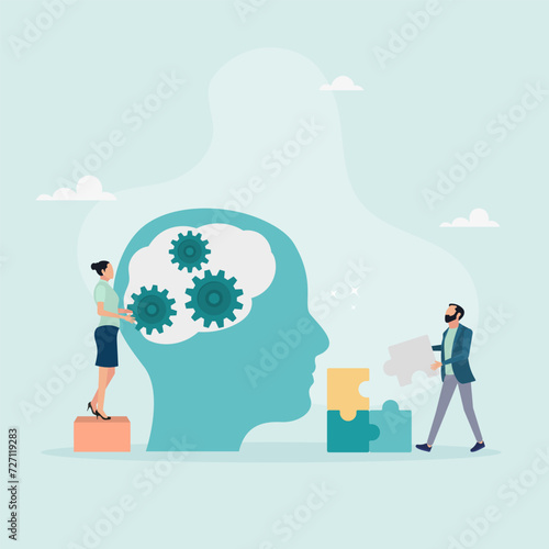 Psychology. Psychotherapeutic practice, psychological assistance, psychiatrist consultations. Modern flat cartoon style. Vector illustration.
