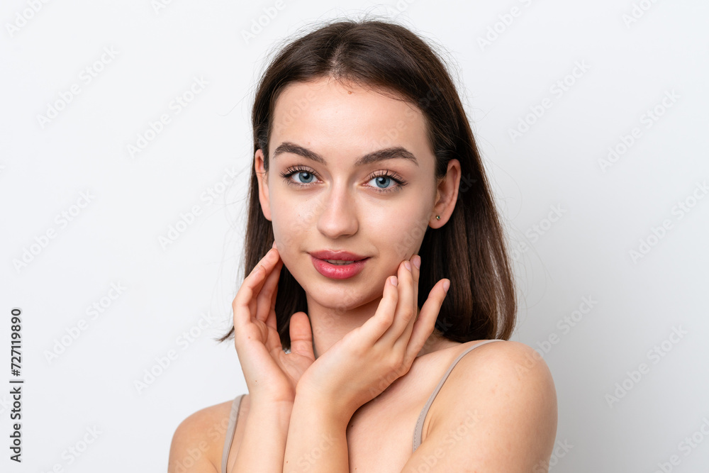 Young Ukrainian woman isolated on white background . Close up portrait Young Ukrainian woman isolated on white background . Close up portrait