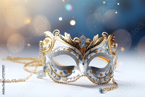 Festive venetian carnival mask on gray background