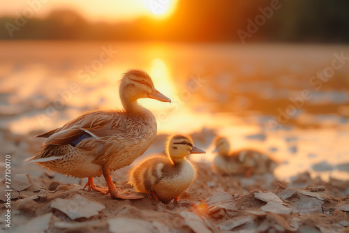 Resilience in Aridity: Ducklings on Parched Earth