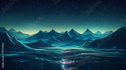 neon lights mountain landscape, Lofi  background