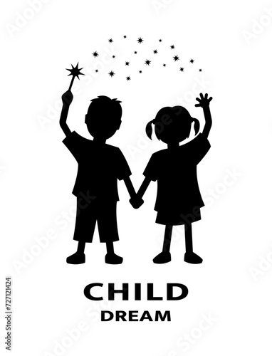 A boy and a girl holding hands.
