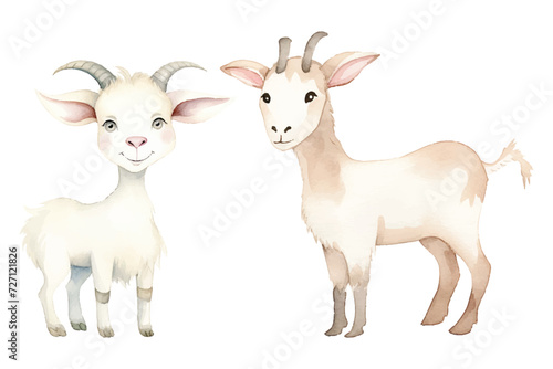 cute goat watercolor vector illustration