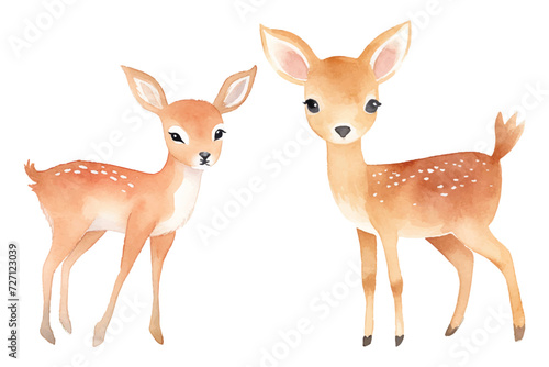 cute deer watercolor vector illustration