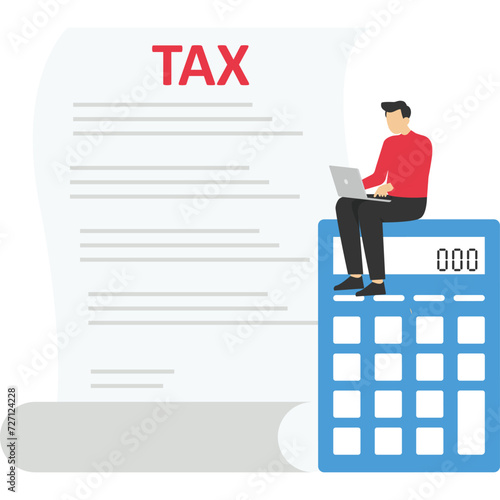 Tax preparation abstract concept vector illustration. The corporate tax, taxable income, fiscal year, document preparation, payment planning, corporate accountancy, and annual return abstract metaphor