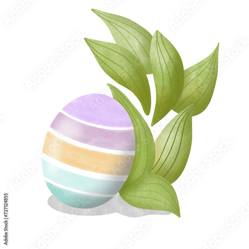 easter egg with green leaf