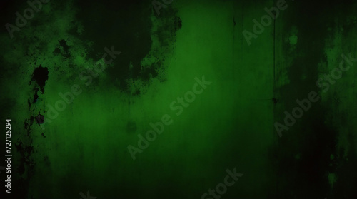 Elegant dark emerald green background with black shadow border and old vintage grunge texture design. Matte green texture or background with stains, waves and grain elements. © Marios