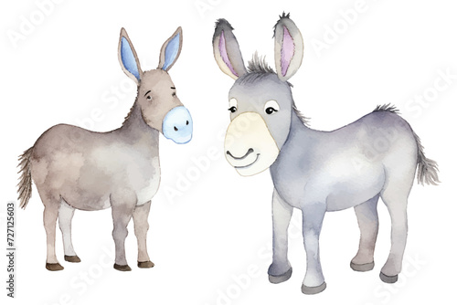 cute donkey watercolor vector illustration