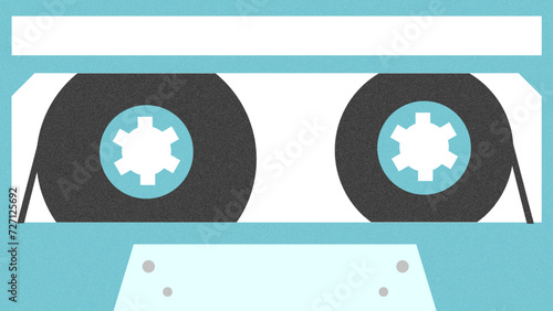 レトロなスタンプ風青いカセットテープ背景