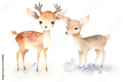 cute deer watercolor vector illustration