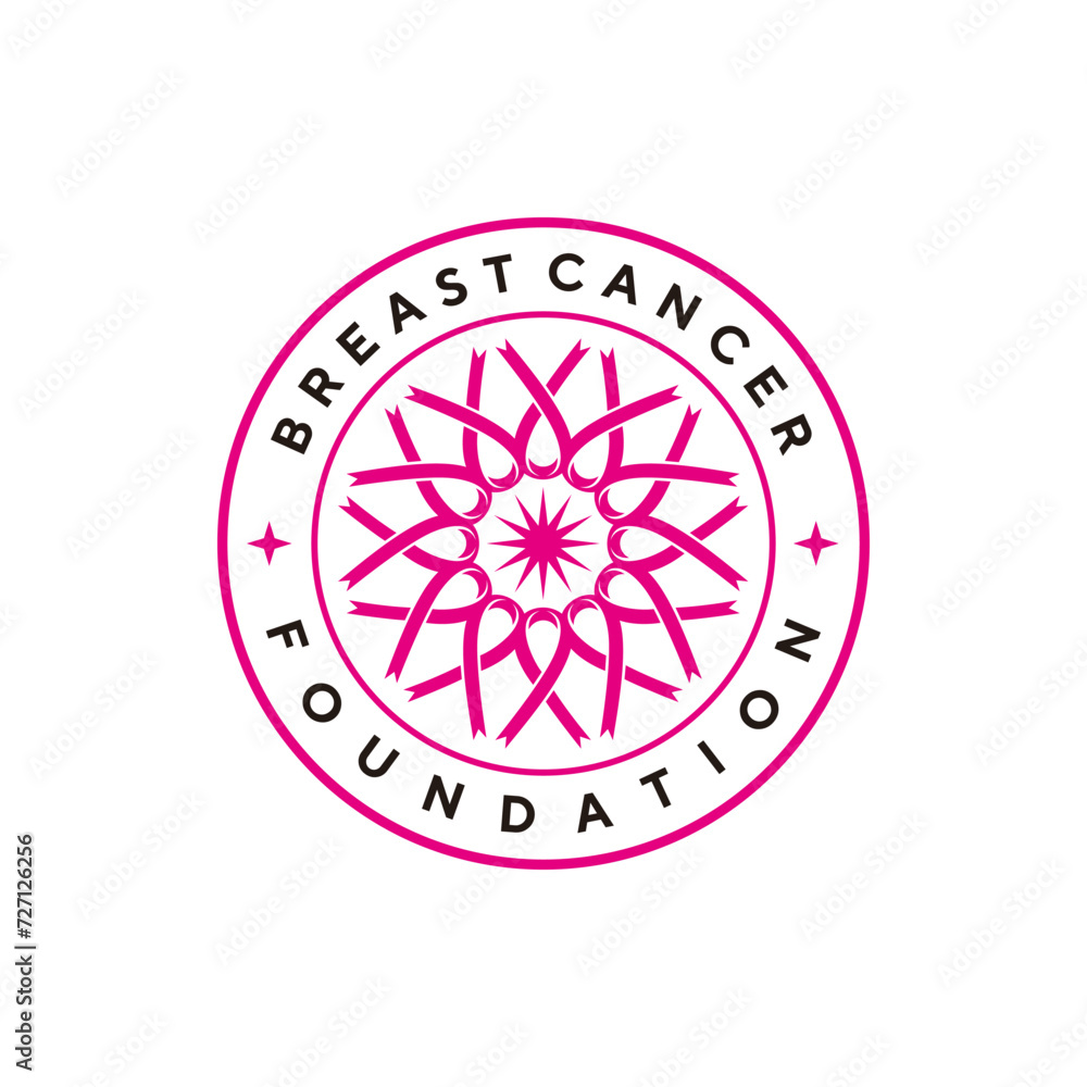 vector circle Breast cancer with pink ribbon shape symbol logo design template vector circle Breast cancer with pink ribbon shape symbol logo design template